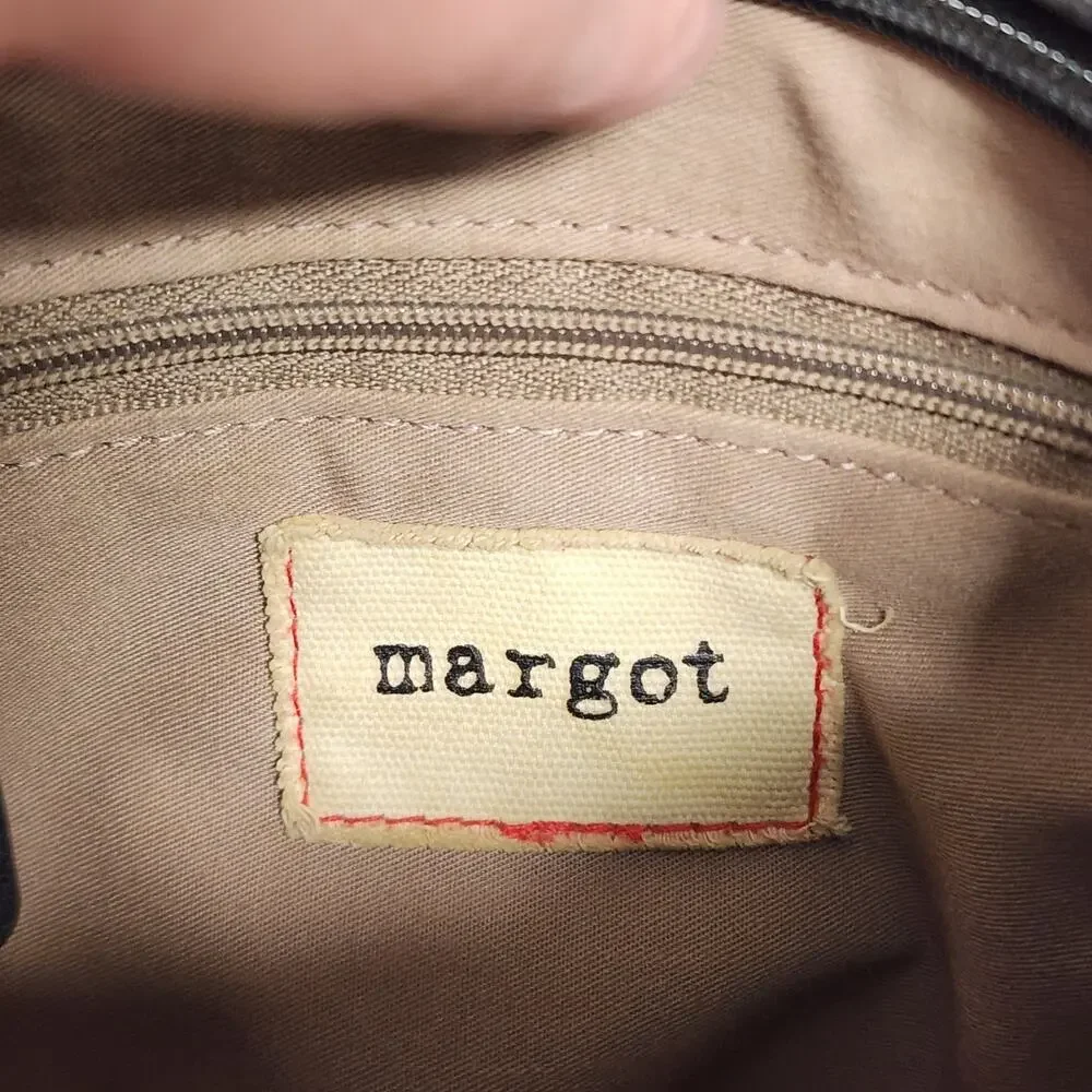 Margot Vintage Purse Black Leather Crossbody Split Pocket CLEAN